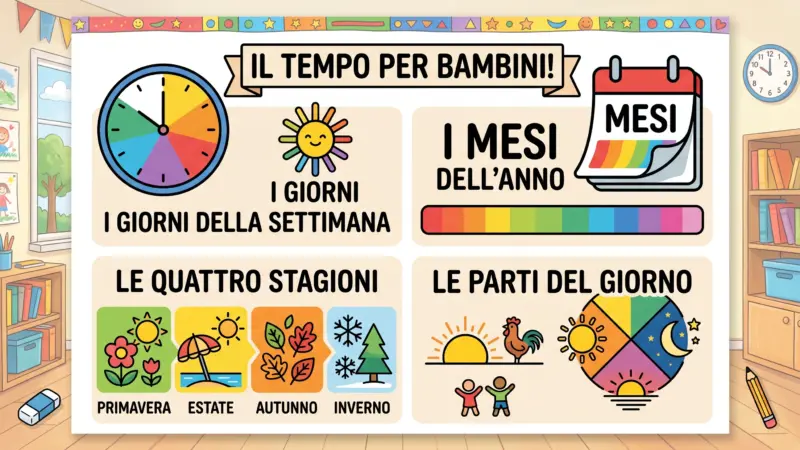 Esercizi di Rinforzo – Le Parti del Giorno – Giorni della Settimana – Mesi dell’Anno – Stagioni